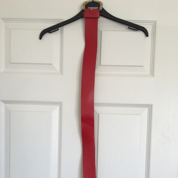 The Ritz Red Genuine Leather Belt with Gold Buckle - Picture 1 of 3